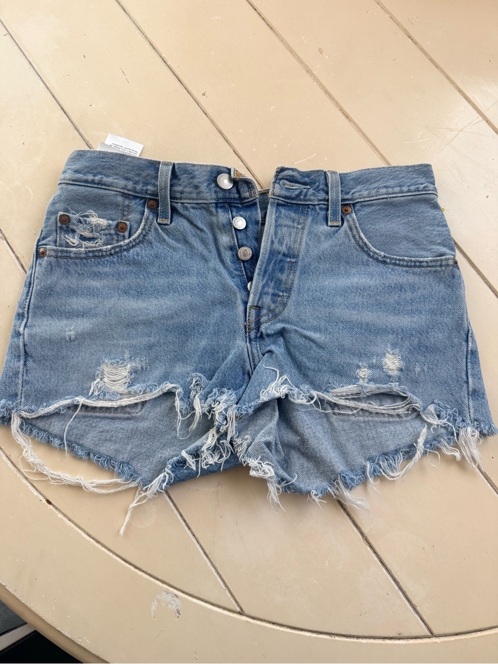 Levi's Light Blue Distressed Cutoff Jean Shorts